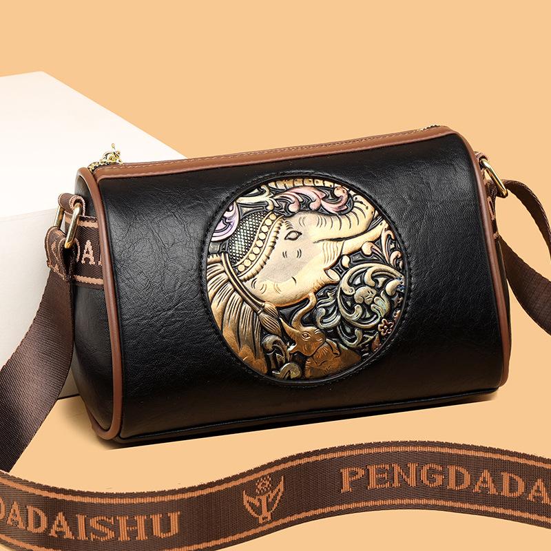 Women Crossbody Bag Large Capacity Pillow Bag Commuting Retro Ethnic Style Elephant Women's Shoulder Bag