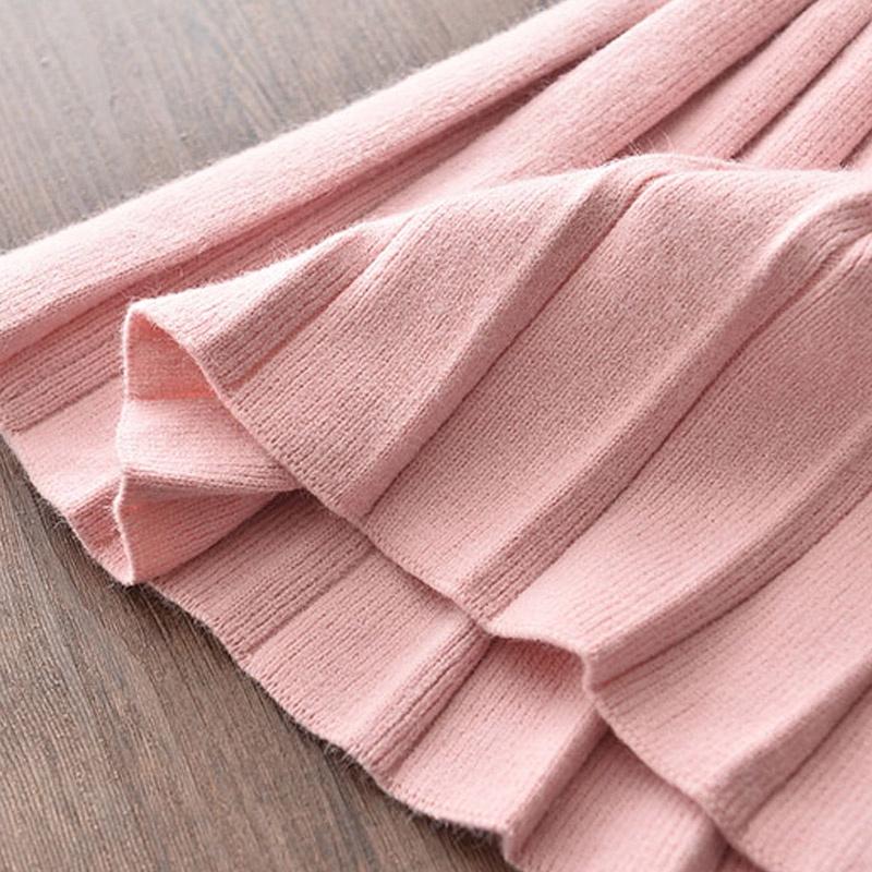 Костюм для девочки с длинными рукавами Bear Leader 2-6 лет, вязаный свитер с бантом и оборками + юбка, комплект из двух предметов AH842