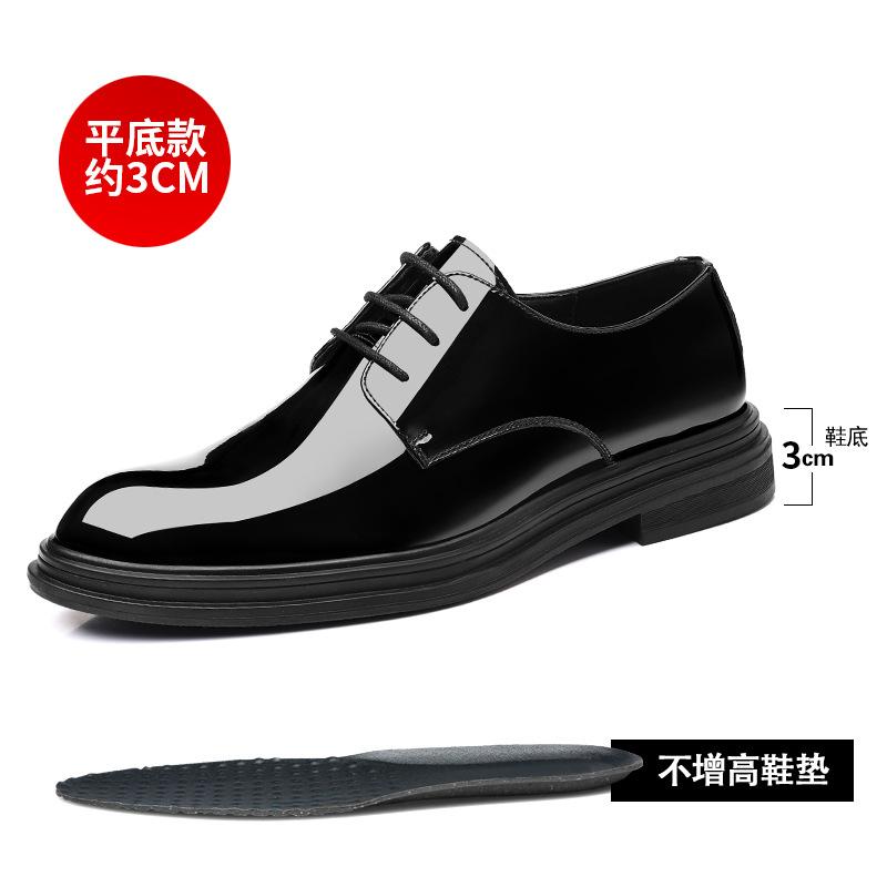 Кожаные туфли мужские корейской версии из лакированной кожи, высота каблука 8 см, деловые кожаные туфли с глянцевым носком, высота каблука 6 см, формальные мужские туфли