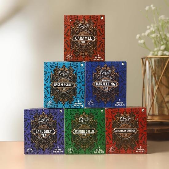Классический набор для дегустации чая Otler Hexagon – 6 фирменных смесей x 5 пакетиков (30 Всего) | Премиальный ассортимент черного и зеленого чая | Высокое содержание кофеина | 100 г
