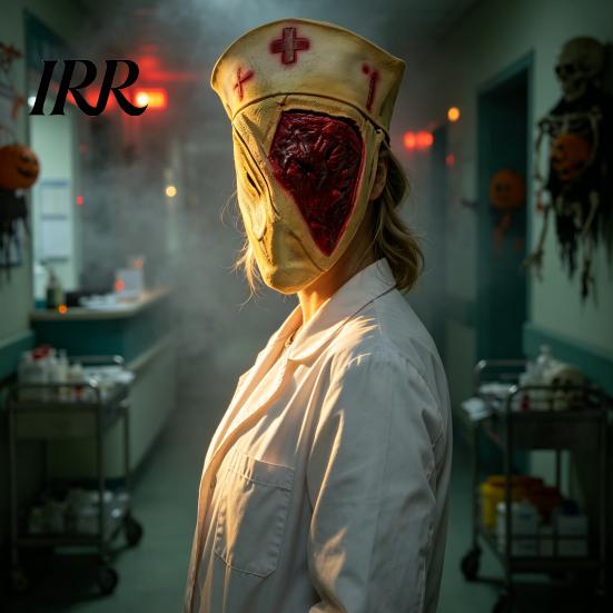 Halloween Costume Party Accessory Scary Nurse Masque, Horror Blood Latex Full Face Breathable Masque for Cosplay, Haunted House Prop, Soft
