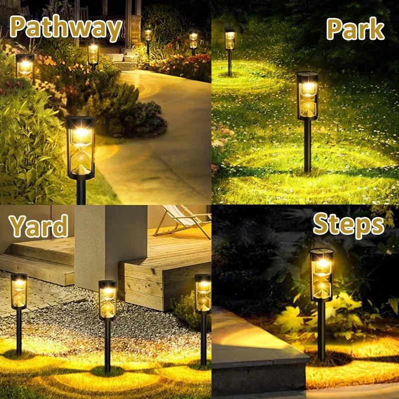 2/4 шт. Солнечный светильник в виде песочных часов для газона IP65, водонепроницаемый садовый светильник, мигающий светодиодный ландшафтный светильник для наружного сада, ландшафтного патио 12