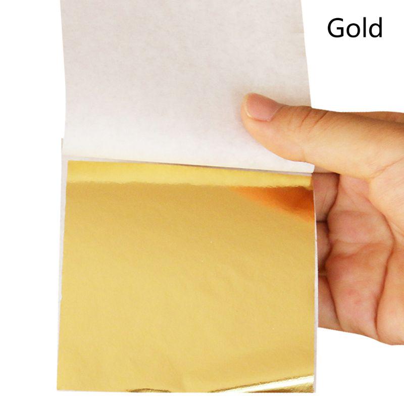 100Pcs Imitation Gold Sliver Copper Foil Papers Leaf Leaves Sheets Foil Paper Gilding Craft Resin Jewelry Making Filling