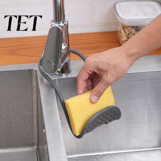 Faucet Hanging Drain Basket Sponge Holder, Self-Draining Flexible Organizer, Durable PP Sink Brush And Holder Mount Drying Rack for Kitchen