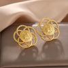 2024 European & American Fashion Niche Design Versatile Brass Stud Earrings for Women