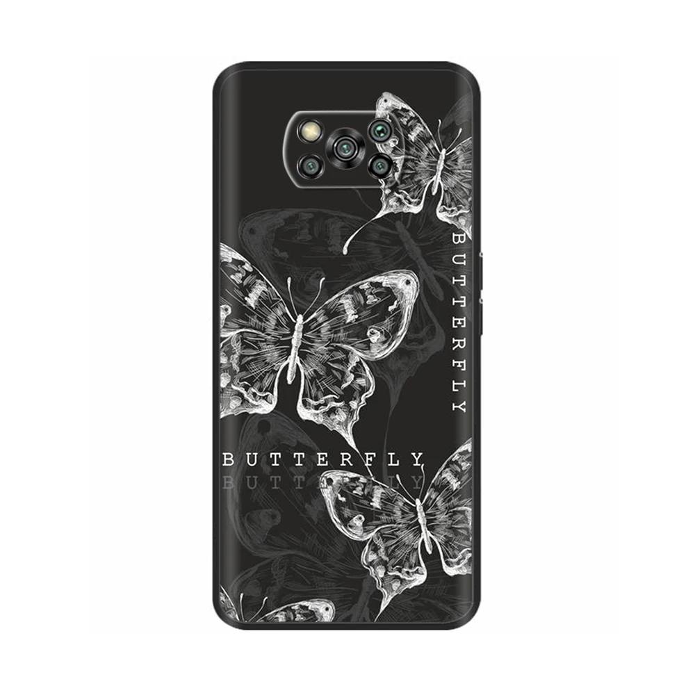 Для чехла Poco X3 Pro Чехол с бабочкой и сердцем из мягкого жидкого силикона Полная защита Чехлы для Xiaomi Poco X3 NFC Чехол для Poco X3 PocoX3