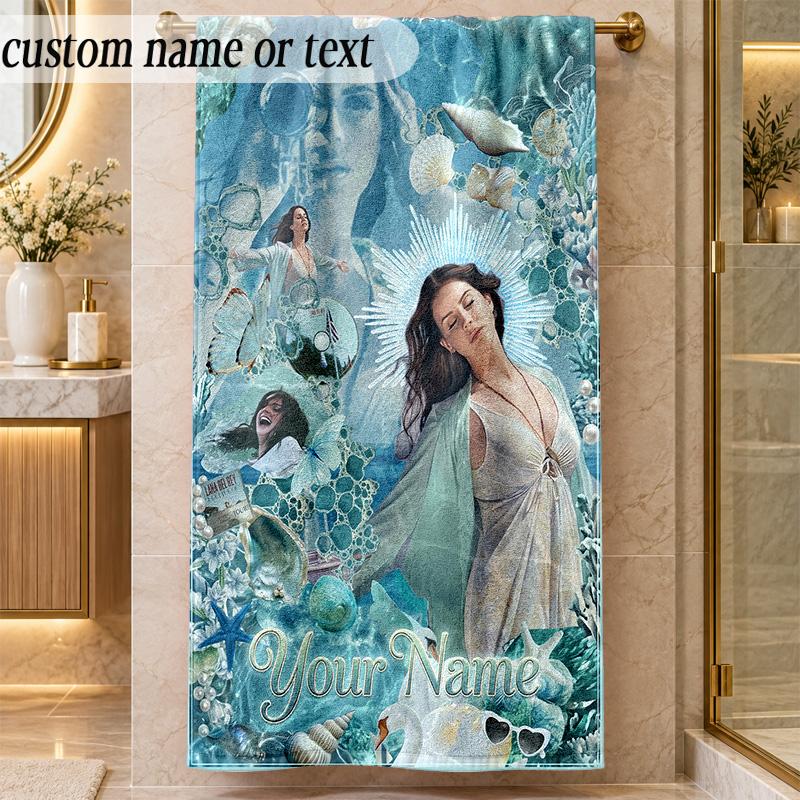 Beach TowelLana Del Rey Custom Name Text Personalized Soft Towel for Beach Pool Indoor Home Decor Gift