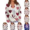 Women's Valentine's Day Print Long Sleeve Knit Cardigan Button Jacket