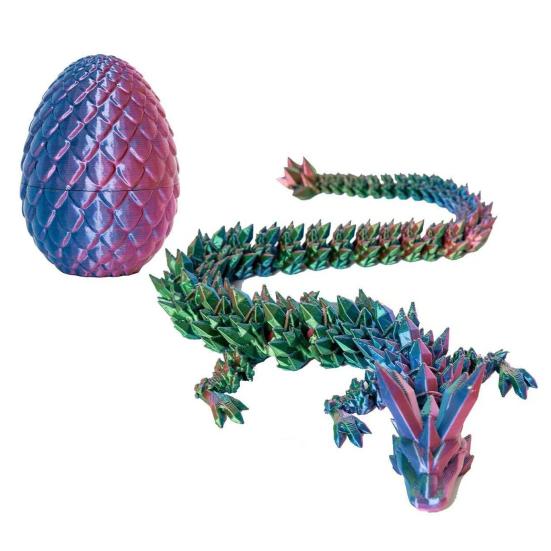 3D Printed Mini Dragon Egg Articulated Dragon Fidget Toy Inside Egg Easter Basket
