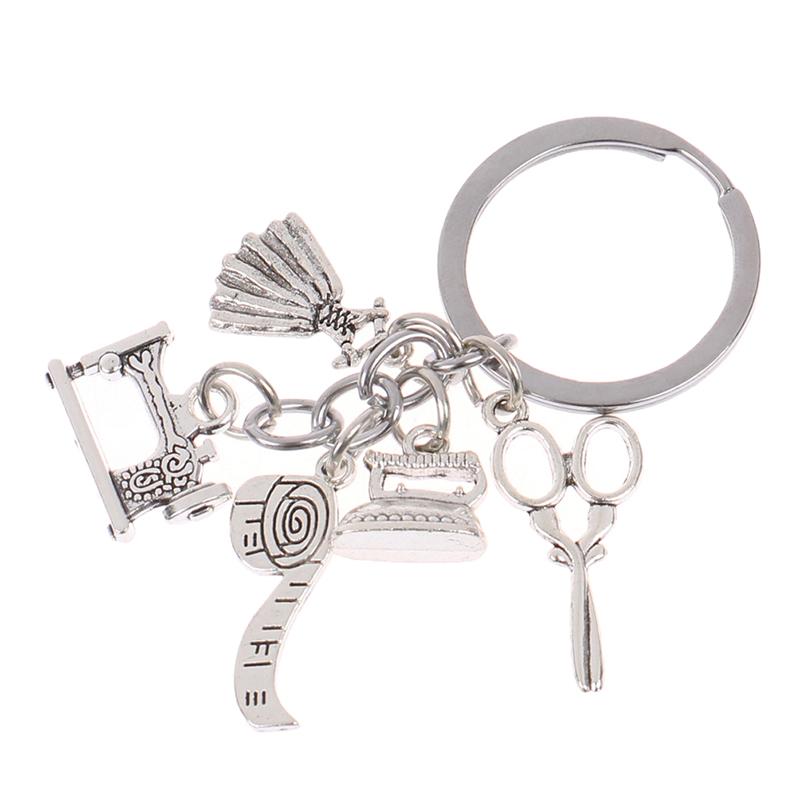 Брелок для швейной машины, портной брелок для ключей, железная рулетка, ножницы, брелок