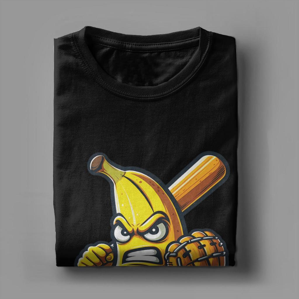 Vintage Banana Funny Baseball TShirt Unisex Crewneck Pure Cotton T Shirts Short Sleeve Tees Printed Tops