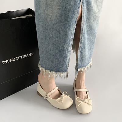 Французские белые туфли-лодочки с круглым носком, с толстым каблуком, женские, новинка лета 2025, для юбки, на платформе, в стиле ретро, туфли Мэри Джейн