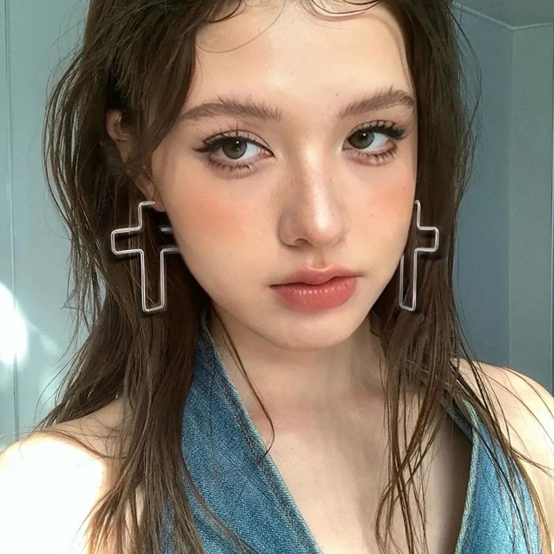 Metal Cross Earrings For Women Drop Hoop Earrings Party Jewelry Gifts