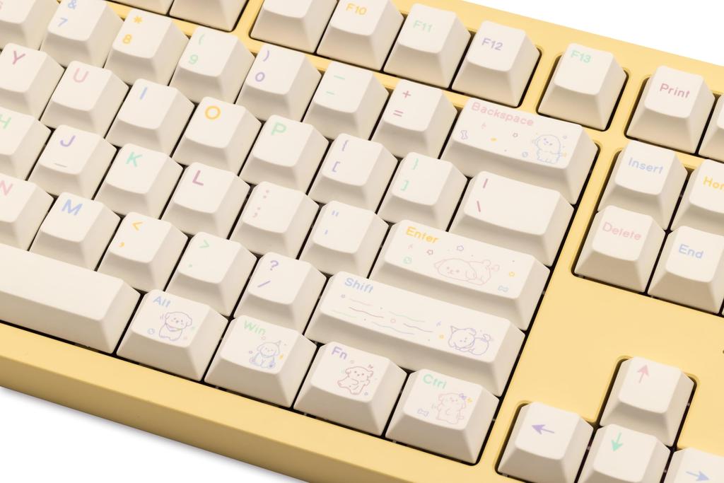 Колпачки для клавиш PBT Star Pup 143 Английский Cherry Heat Split для игр MX Механические Милый дизайн собаки Набор, Клавиши, Раскладка, 100%, 96%, 80%, 75%, 65%, 60%, Профиль,