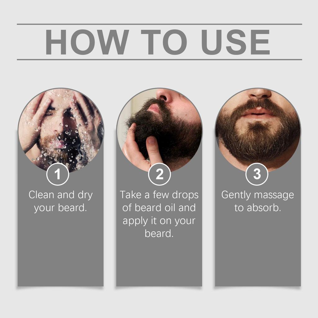 Men's Beard Oil Set – Deeply nourishes, smooths, moisturizes, and adds shine to beard hair while removing odor, showcasing masculine charm.