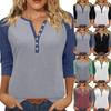 Жен. Футболка С принтом Пуговицы Рукав 3/4 Повседневные Выходные Мода Классический Классический V-образный вырез Обычный Верх