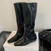 Женские дизайнерские высокие сапоги, сексуальные женские туфли с острым носком, тренд 2024 года, модные ботинки челси, новые зимние сапоги для ходьбы, зимняя женская обувь