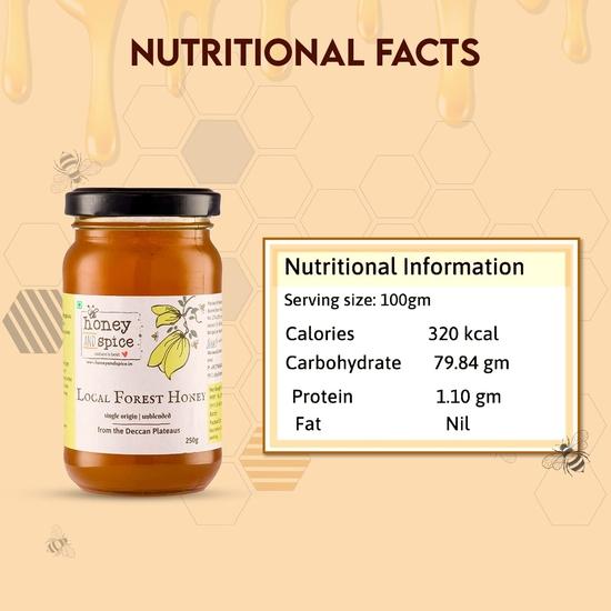 Honey and Spice Local Forest Honey (250g) With No Added Preservatives | 100% Raw and Pure | Unblended and Unpasteurized