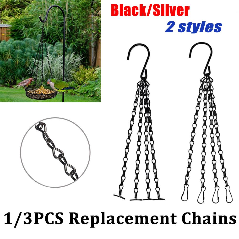 14" Hanging Basket Black/Silver Replacement Plant Hangers Hanging Chain Replacement Chains 4 Strand