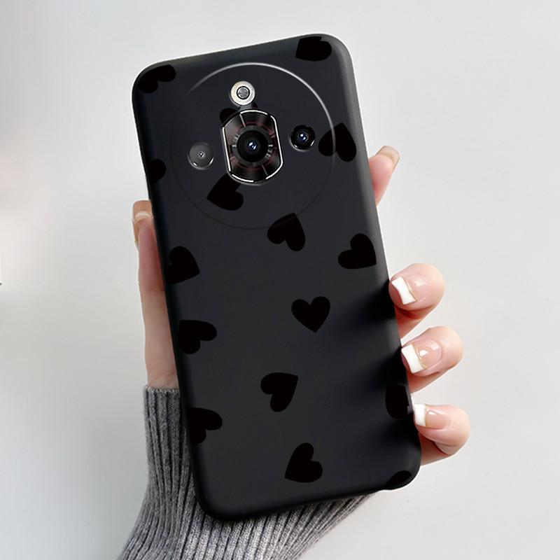 For ZTE Nubia Focus Pro 5G Case Z2351N Luxury Cute Heart Rabbit Soft TPU Silicon Matte Black Phone Casing Shockproof Back Cover