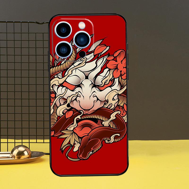 Японская маска Ханья Чехол для телефона для iPhone 16 15 14 13 12 11 Pro Max X XR XS Max 7 8 Plus 12 13 Mini Задняя крышка