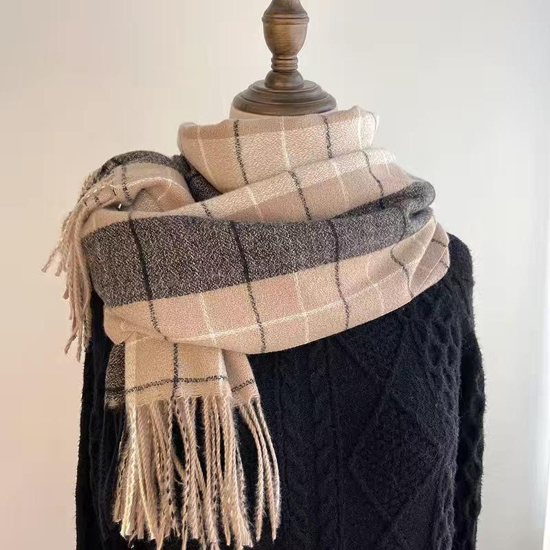 Fashion Winter Plaid Scarf Female Autumn and Winter Everything New British Classic Imitation Cashmere Plaid Sha