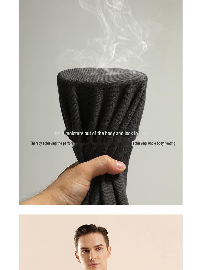 Men's German Velvet Thermal Underwear: Double-Sided Sanded, Thick, Round Neck, Autumn/Winter Base Layer Top