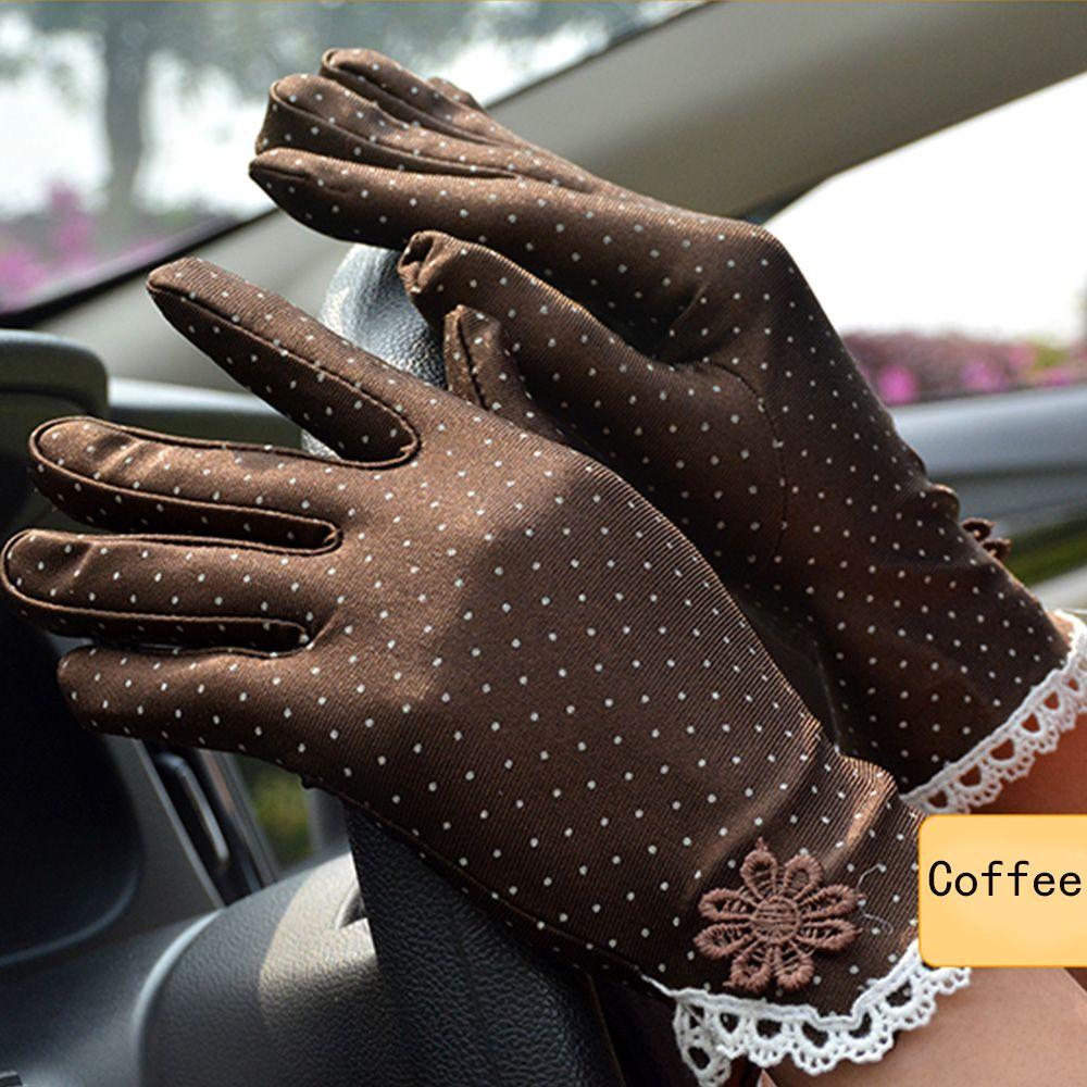 Thin Elastic Breathable Anti-UV Spandex Lace Driving Gloves Sunscreen Women Gloves Dots Gloves