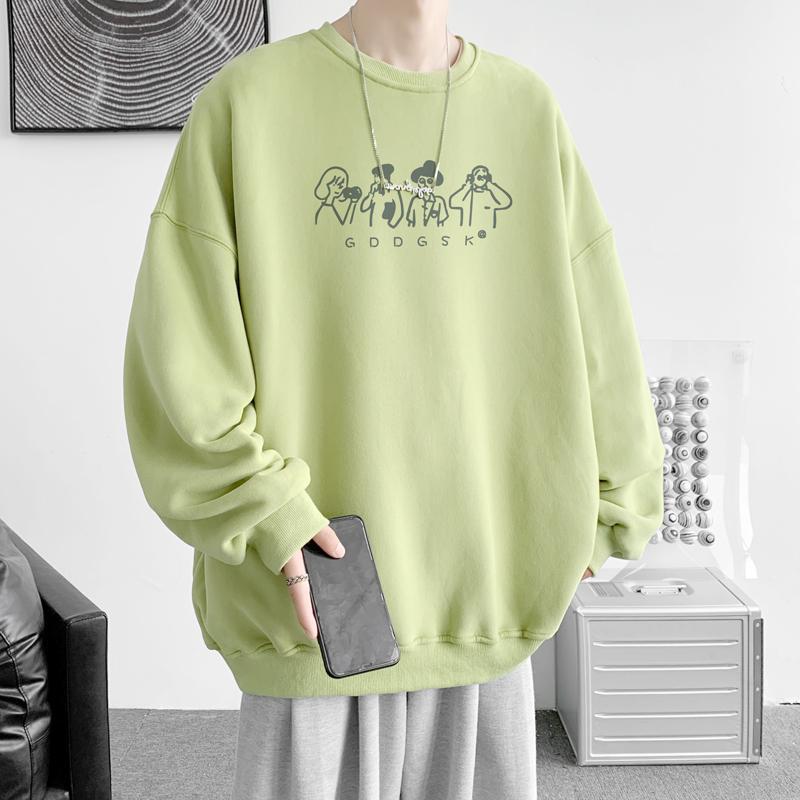 Толстовка с круглым вырезом, мужская, весна-осень, новый стиль, студенческая, подростковая, американская, повседневная, свободная, с тяжелым принтом, с длинными рукавами, куртка для мужчин