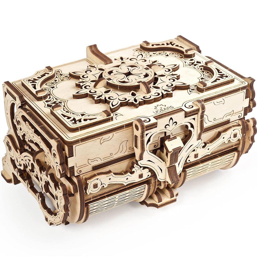 Ugears Antique Box Wooden Blocks DIY Puzzle Assembly Imagination Creativity Toy