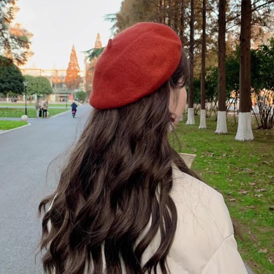 Женская беретная шапка, однотонная, регулируемый размер, искусственная шерстяная шапка, берет в стиле ретро, модный аксессуар