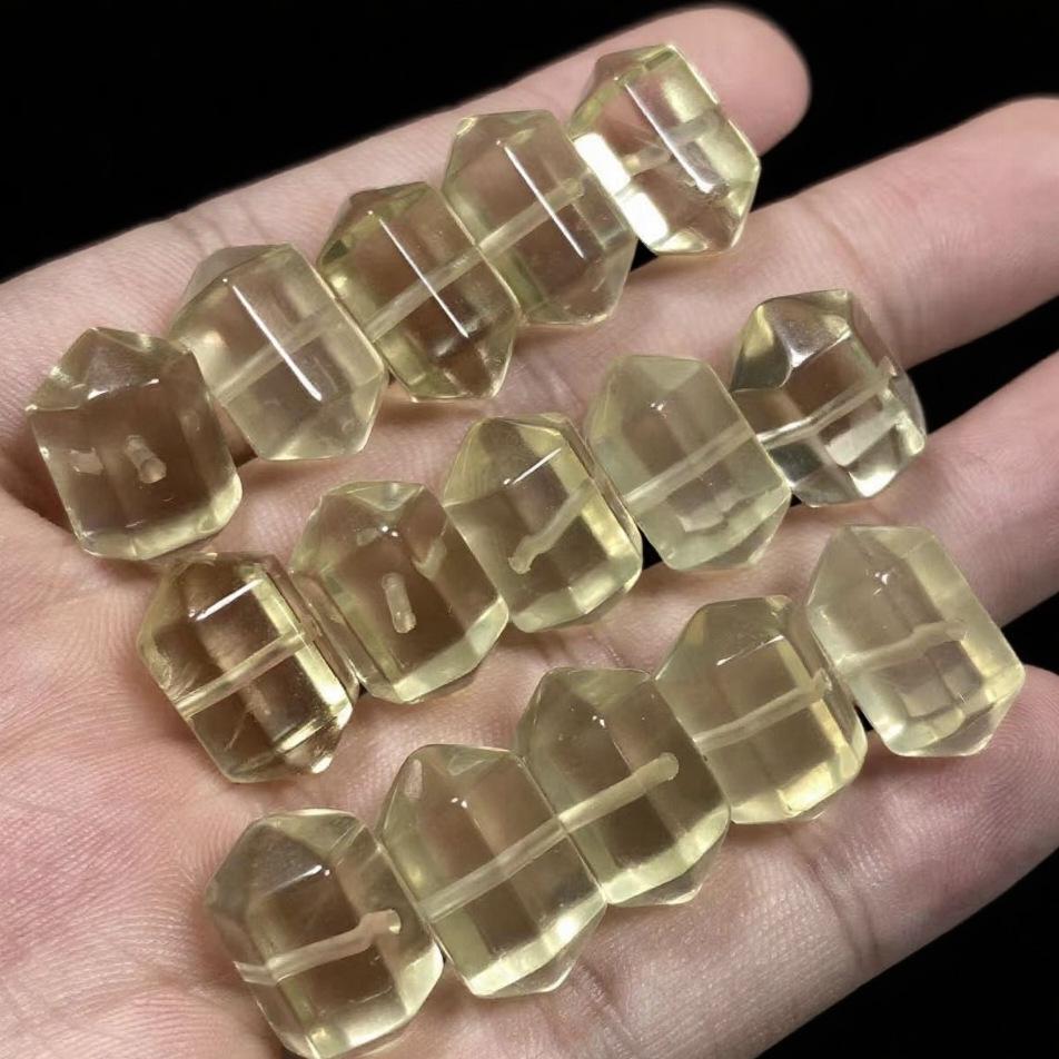 Браслет из натурального лимонно-желтого цитрина, бусины с двойным острым концом - Шестигранный столбик, ювелирный аксессуар