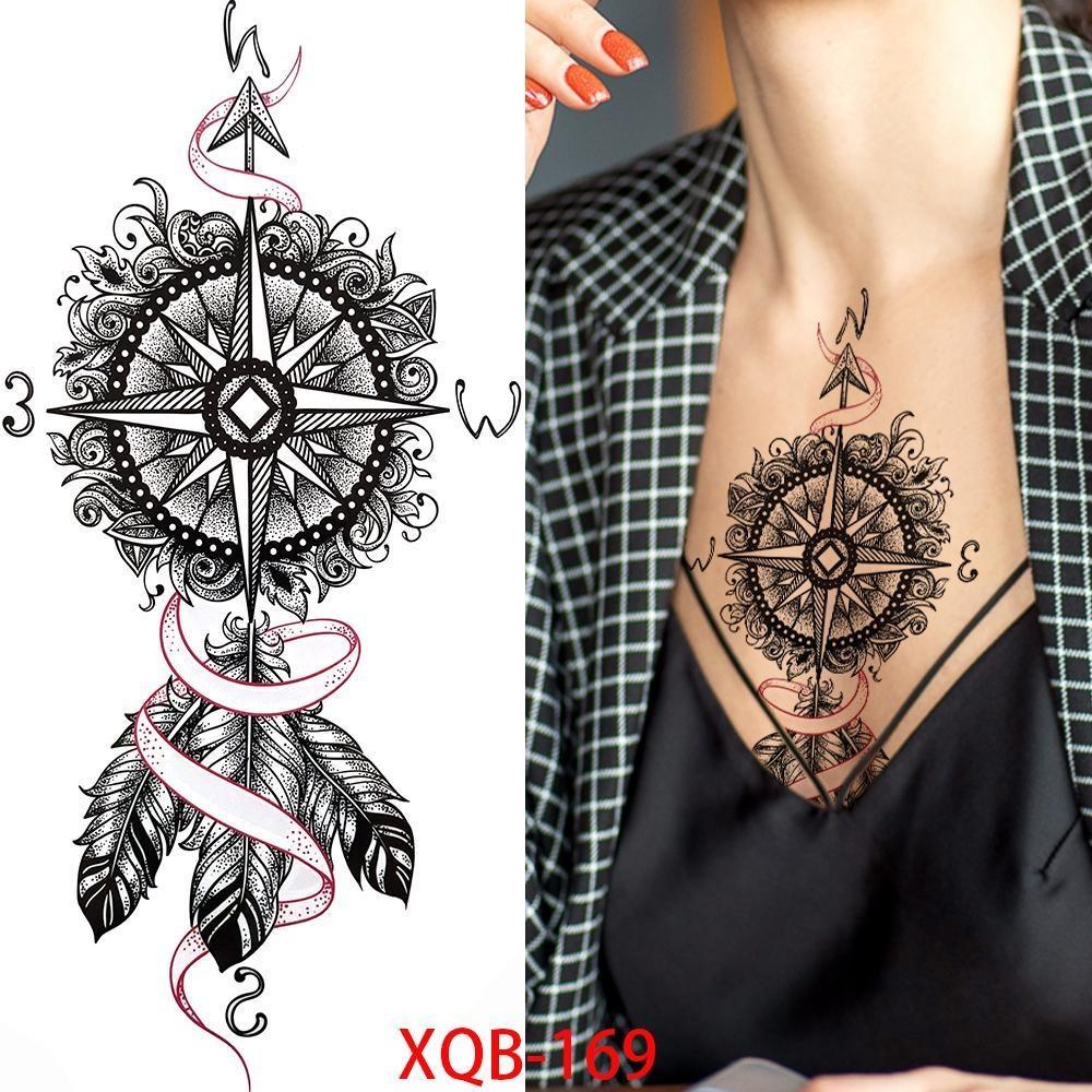 1 ШТ. 210*114 ММ Сексуальный Цветочный Узор Временные Татуировки Черной Розы для Женщин Водонепроницаемые Поддельные Татуировки для Рук Боди-Арт Рукав Наклейка Для Тела
