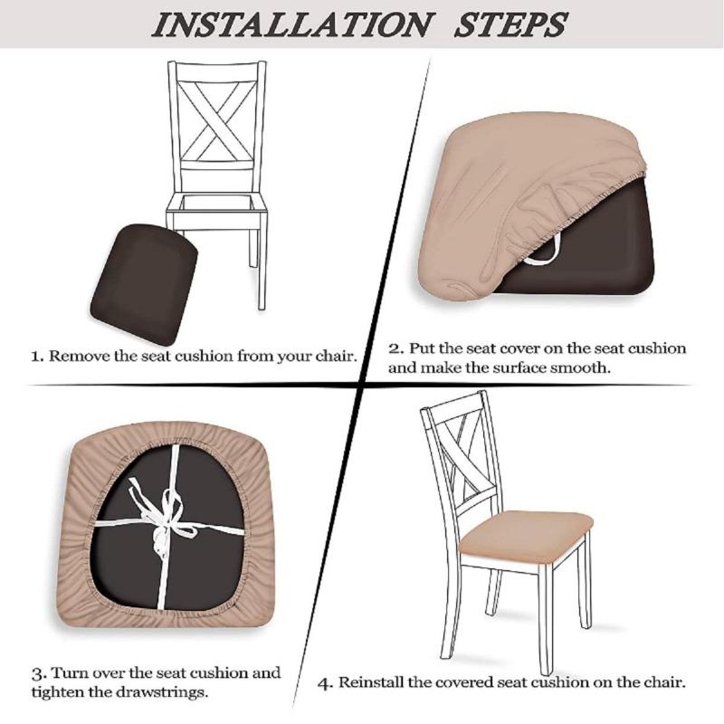 Stretch Jacquard Dining Room Chair Seat Covers Removable Washable Elastic Upholstered Dining Chair Cushion Slipcover