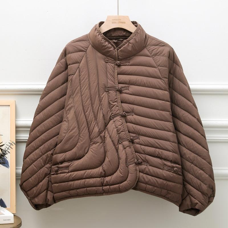 Осень и Зима Женская Ультралегкая Куртка из Белого Утиного Пуха Оверсайз Свободного Покроя Повседневная Короткая Куртка Пуховик Винтажные Женские Парки