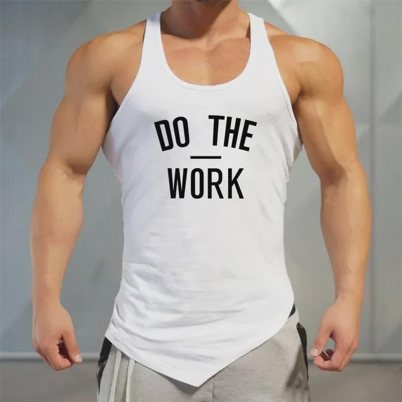 Men's Muscle Bodybuilding Fitness Vest - Round Neck, Irregular Hem, Pure Cotton