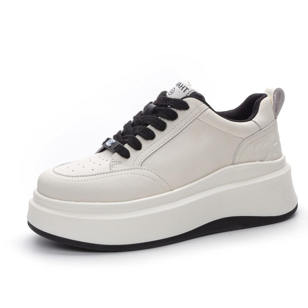 Thick-soled Versatile Bread Xiaoxiangfeng Board Shoes, New Leather Little White Shoes In the Spring of 25 Years, Women's Sports and Leisure Height-i