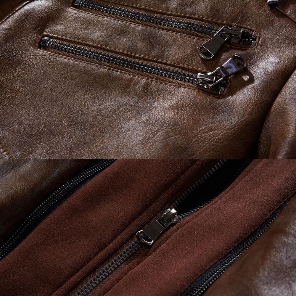 Европейская и американская осенне-зимняя мужская однотонная кожаная куртка Мужская повседневная кожаная куртка с капюшоном из искусственной кожи