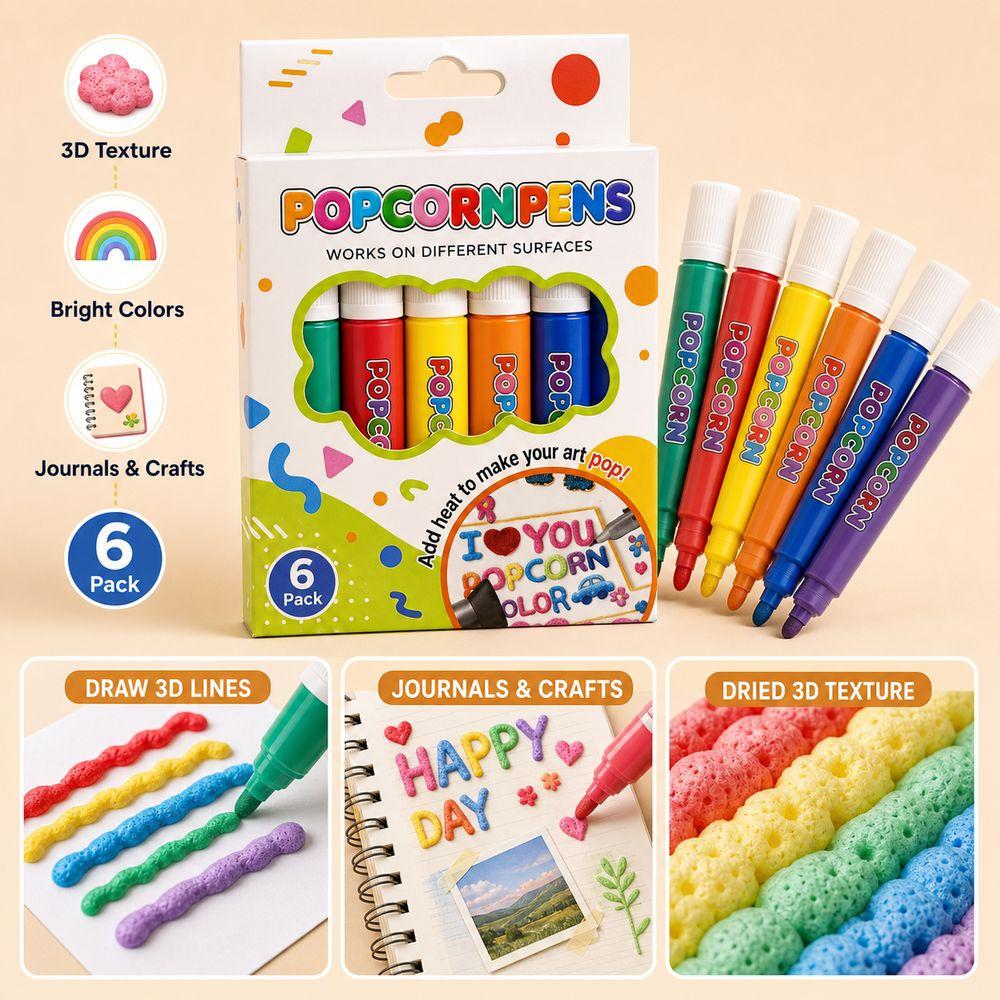 Colorful Popcorn Paint Pens Raised Texture 3D Drawing Pens New 3D Relief Art Pen Drawing Projects
