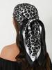 90cm Leopard Print Neckerchief Hijab Scarf For Women Silk Satin Headband Hair Scarves Female Square Shawls Ladies Head Bandana