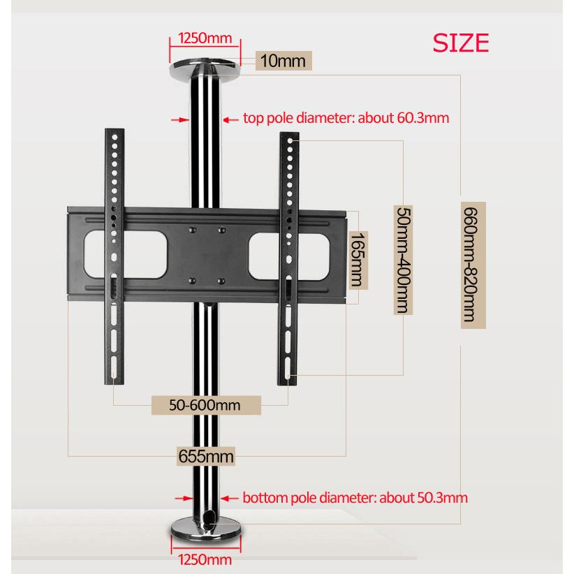 2019 new DL-A10M-66 23"-65" stainless steel LCD TV stand mounts bracket in Partition wall 360 rotate height adjust 66cm 82cm70cm