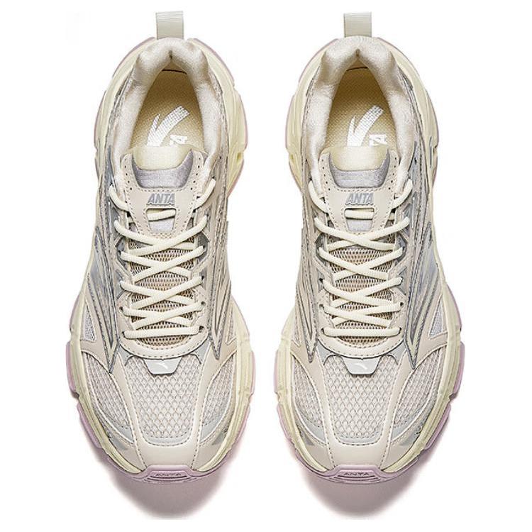 Anta Cormorant Retro Versatile Shock Absorbing Wear Resistant Warm Low Top Casual Shoes Women Sneaker Silver Gray Beige 122518895-4