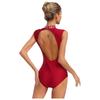 Women's Sleeveless Dance Leotard with Rhinestones Cutout Back Metallic Sequins Bodysuit S-XXL