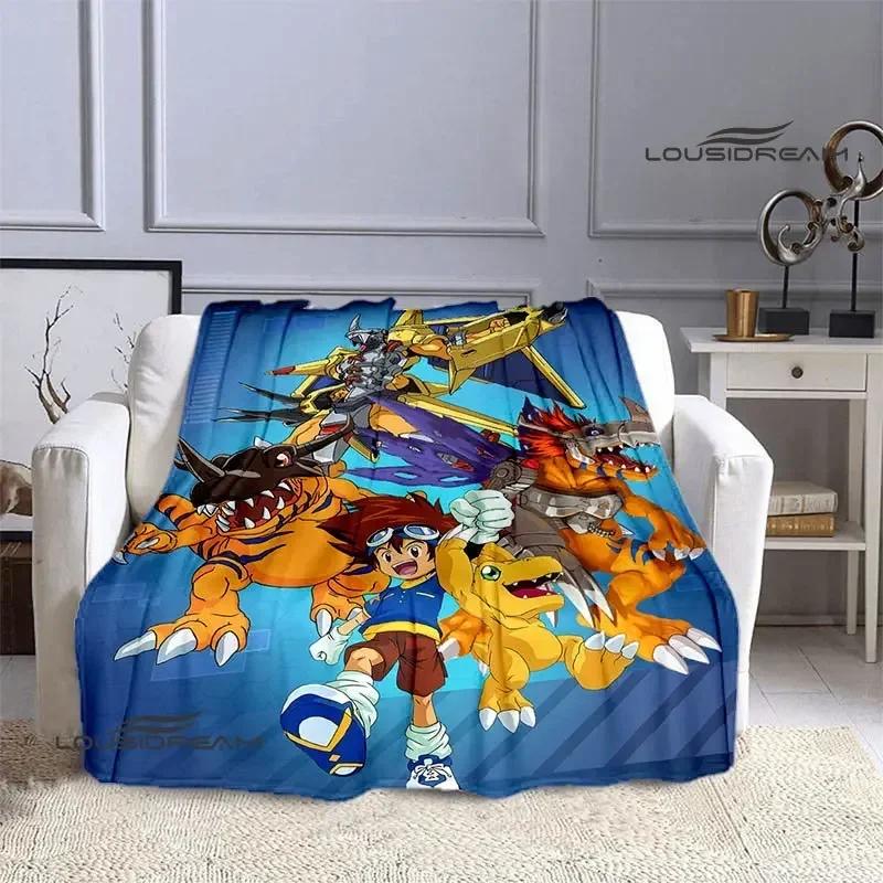 Одеяло с мультяшным принтом Digimon, теплое одеяло с фланцем, одеяло для пикника, домашнее дорожное одеяло, подкладка для кровати, подарок на день рождения