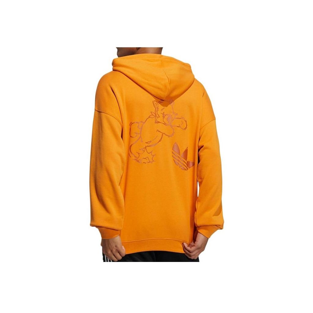Adidas Мужская толстовка с капюшоном Originals с логотипом трилистника и животным принтом, оранжевая HJ7823
