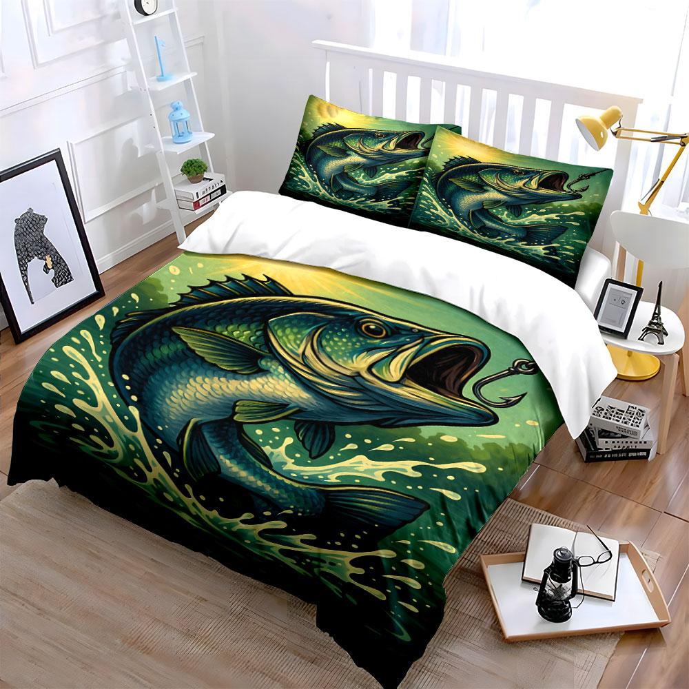 Jumping fish and hook. Bedding sets Duvet cover sets Duvet covers Pillowcases(1*Duvet Cover 2*Pillowcases without duvet insert)