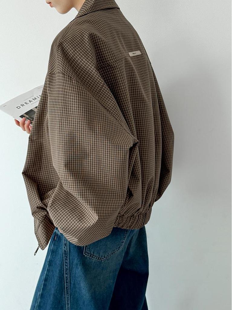 Оранжевое укороченное пальто Zhi в стиле ретро с лацканами в гусиную лапку - Универсальный осенний стиль