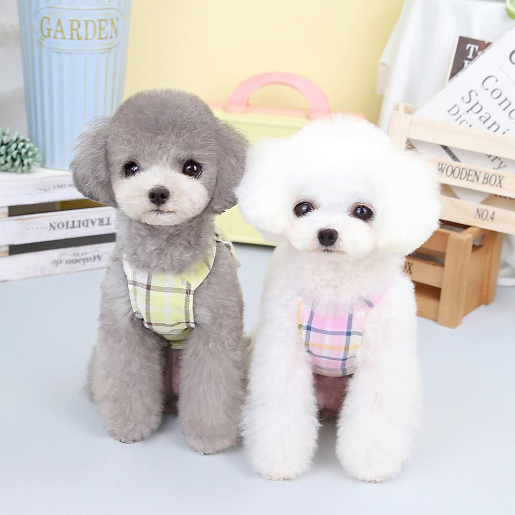 Pet Clothing Korean Version of Dog Clothes Teddy Skirt Dog Clothing Teddy Cotton Plaid Straps