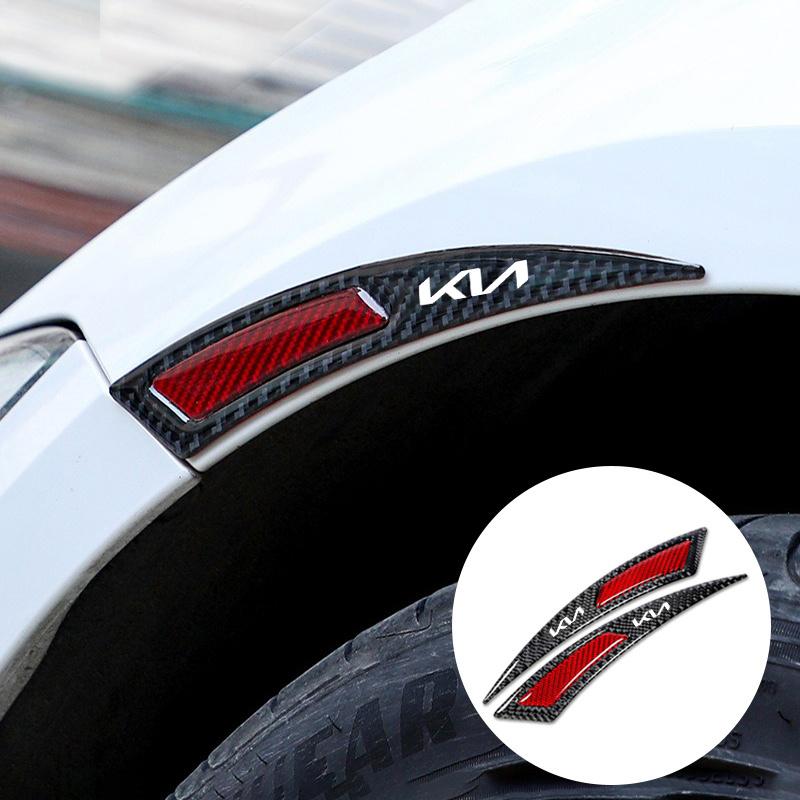 HFVY8 2Pcs Carbon fiber Car Anti-collision strip Door Sticker Safety Warning Reflector Decal For Kia KN K7 K900 Cadenza K9 K04 Sorento