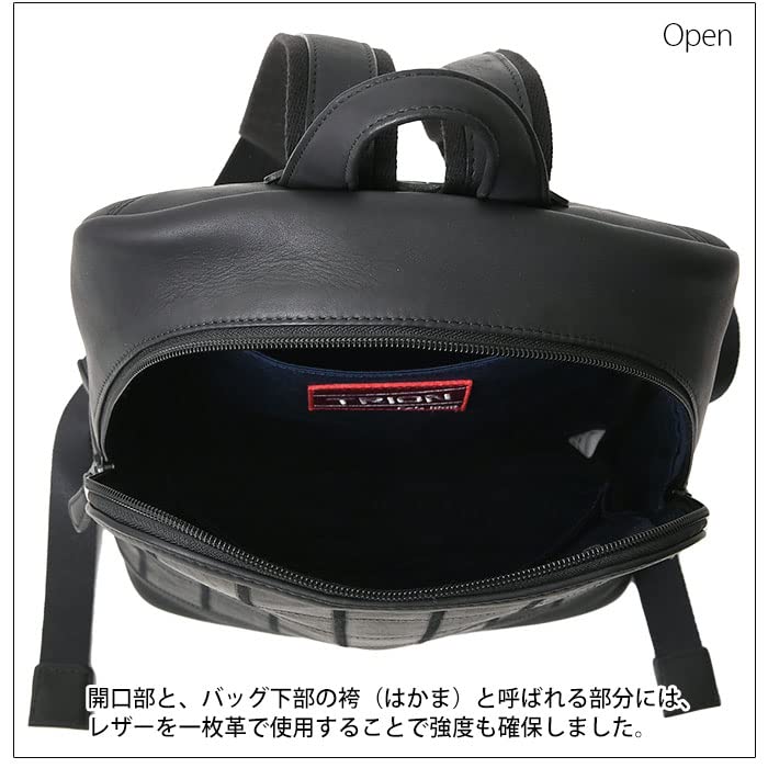 DPC261 Daypack Backpack Cowhide Glove Leather Patchwork Couple Double Zipper Black [Tryon] Opening/Close Men's